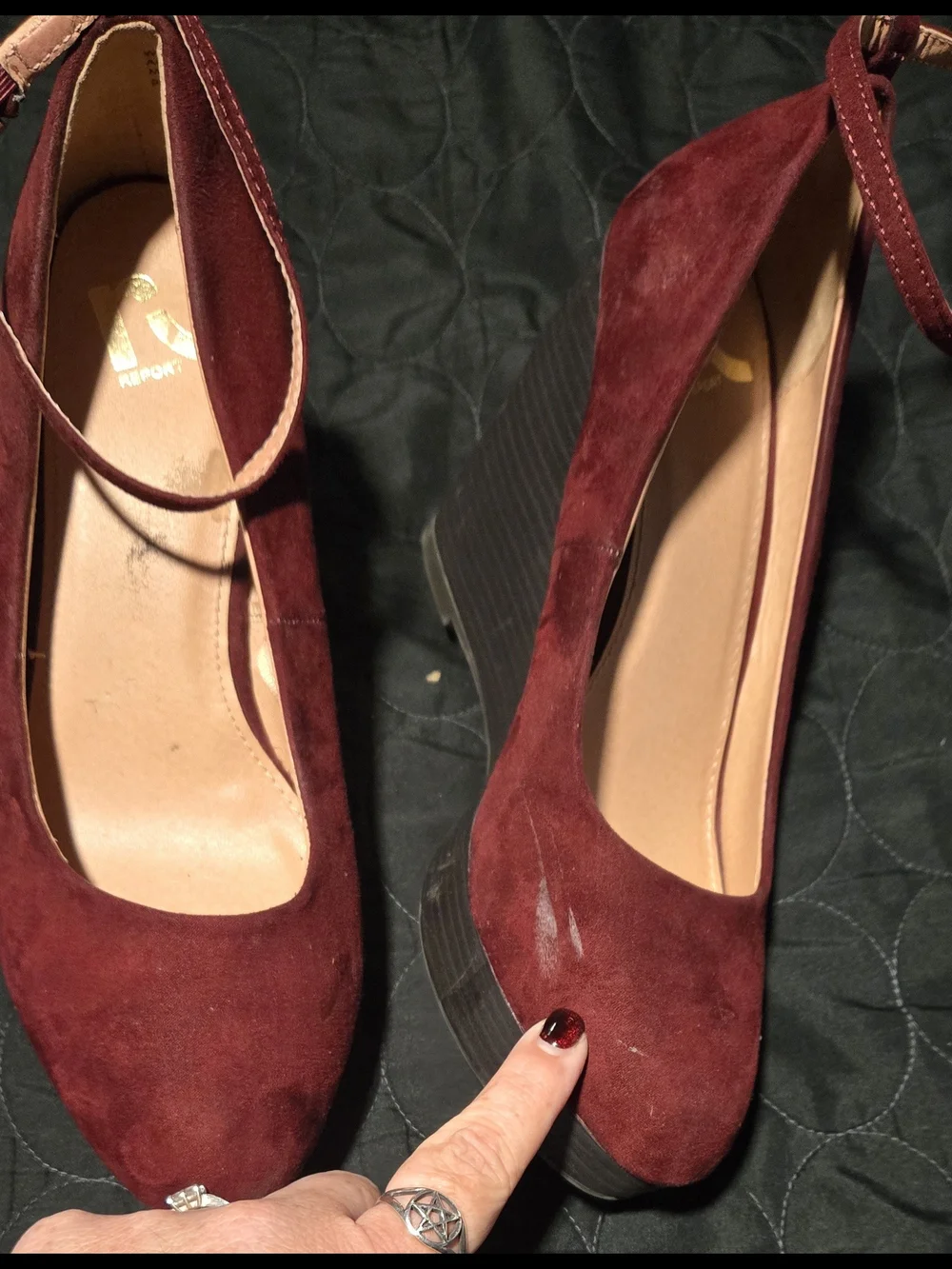 Women’s Burgundy Suede Wedge Heels
